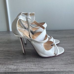 Louboutin White Mallefissima Sandal Heel
